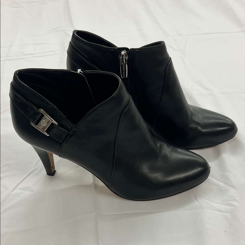 Vince Camuto Black Heeled Boots with Buckle